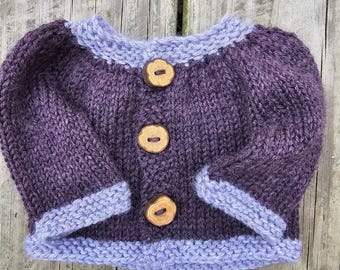 Waldorf Doll Hand Knit Wool Cardigan - fits 13 - 15" Baby Doll