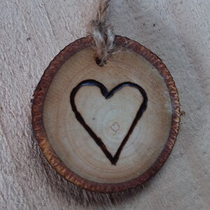 Set of 10 Branch Tags with Hand Wood Burned Heart Holiday Tags Gift Giving image 2