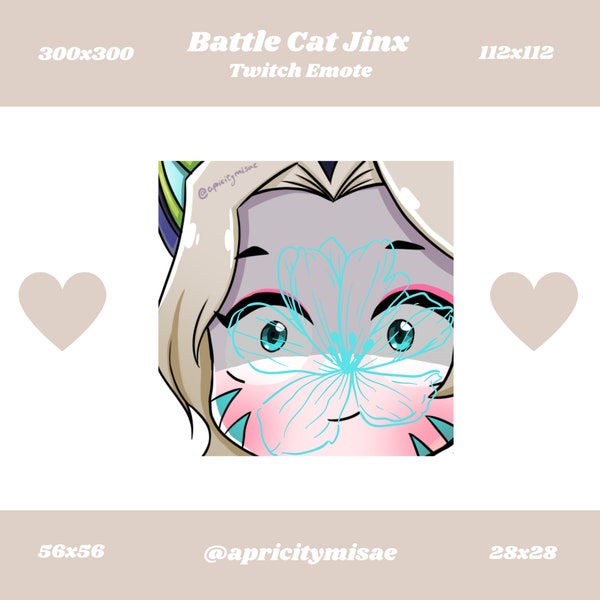 Battle Cat Jinx, LOL Emotes, Jinx Emotes, League of Legends Emotes, Twitch emotes, Discord Emotes, Cute and Chibi emotes, LOL Champion