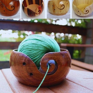 Wooden Yarn Bowl With Hole