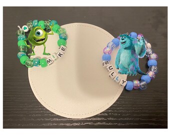 Mike Wazowski and Sully Matching Friendship beaded bracelets