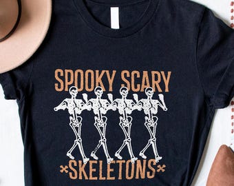 Spooky Scary Skeletons Shirt, Halloween Party Tee