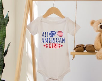 All American Baby Girl Shirt,Girls 4th Of July Toddler Shirt,Patriotic Kids Shirt For Girls,Independence Day,American Girl 4th July Outfit