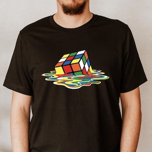 Melting Rubik Cube Shirt, Rubiks Cube Shirt, Retro Gamer Tee, Rubix Cube Tshirt, Geek Shirt, Fun Holiday Gift, Rubiks Cube Gift, Gamer Shirt