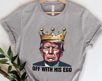 Satirical Crown Portrait, "Off With His Ego" Graphic, Political Pop Art Design