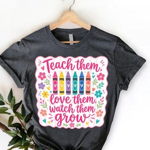Floral Crayon Teacher Tee, Teacher Appreciation Shirt, School Gift