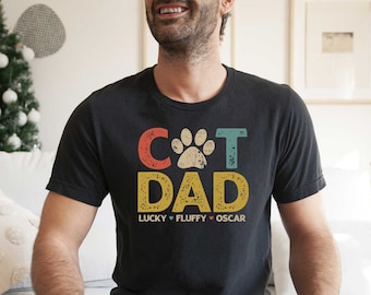 Custom Cat Dad Shirt, Personalized Cat Names