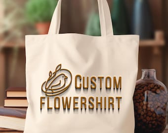 Custom Text Tote Bag, Personalized Cotton Canvas Gift