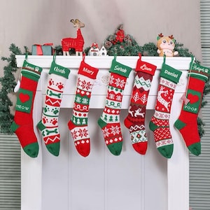 2024 Family Christmas Embroidered Stockings, Personalized Xmas Stocking,Holiday Stockings, Custom Stocking with Name,Monogram Stocking Decor