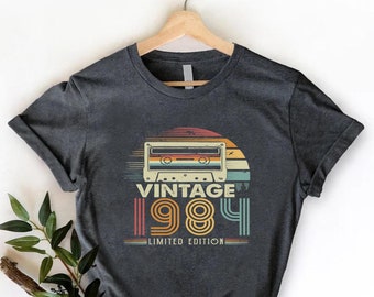 Vintage 1984 Cassette Tape T-Shirt - Retro Birthday Gift, Limited Edition Tee