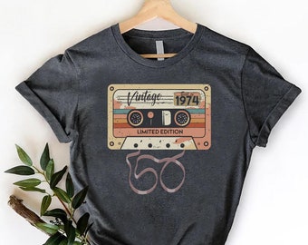 Vintage 1974 Cassette Tape T-Shirt - Retro Birthday Gift Tee