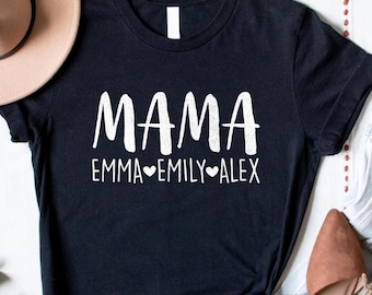 Custom Mama Shirt With Kids Names, Personalized Mother's Day Gift