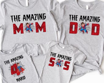 Custom The Amazing Birthday Tee, Spider Family Shirts, Spider Dad Shirt, Spider Mom Shirt, Family Matching Shirts, Spider Birthday Boy Shirt