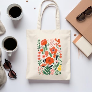 Wildflower Tote Bag,Floral Botanical Tote,Aesthetic Tote Bag,Trendy Flower Shoulder Bag,Women Gift Bag,Shopping Tote Bag,Vintage Flower Bag