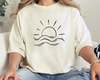 Comfort Colors Sun & Waves Shirt, Beachy Summer Top