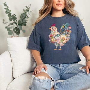 Floral Chicken Shirt, Wildflower Chicken Tee, Comfort Colors® Shirt, Cottagecore Shirt, Chicken Lover Shirt, Mothers Day Gift, Farmer Gift