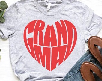 Grandma Heart Graphic Tee, Mothers Day Gift