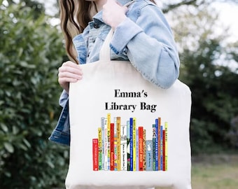 Custom Library Bag For Kids,Personalized Teacher Book Bag,Book Lover Gift,Kids Library Book Bag,Bookish Tote Bag,Custom School Library Bag