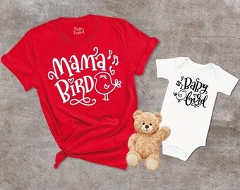 Mama Bird Shirt, Baby Bird Matching Set, Mother's Day Gift