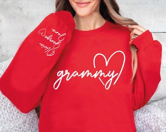 Personalized Grammy Sweatshirt, Grandkids Names on Sleeve