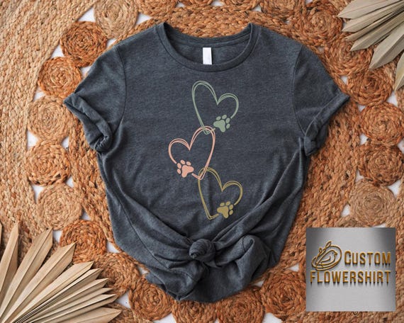 Dog Paw Shirt, Dog Paw Heart Tee, Dog Lover Gift, Pet Lover Shirt, Dog Mom Tee, Animal Lover Gift, Cat Lover Gift Shirt, Dop Heart Shirt