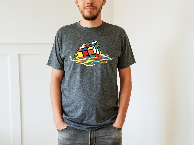 Melting Rubik's Cube T-Shirt, Retro Gamer Tee image 3