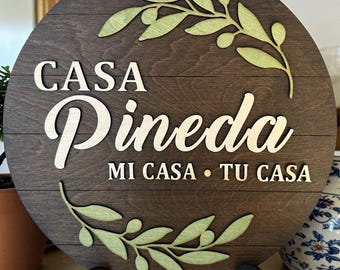 Personalized Wooden Family Name Sign | Olive Branch Home Decor | Welcome Sign