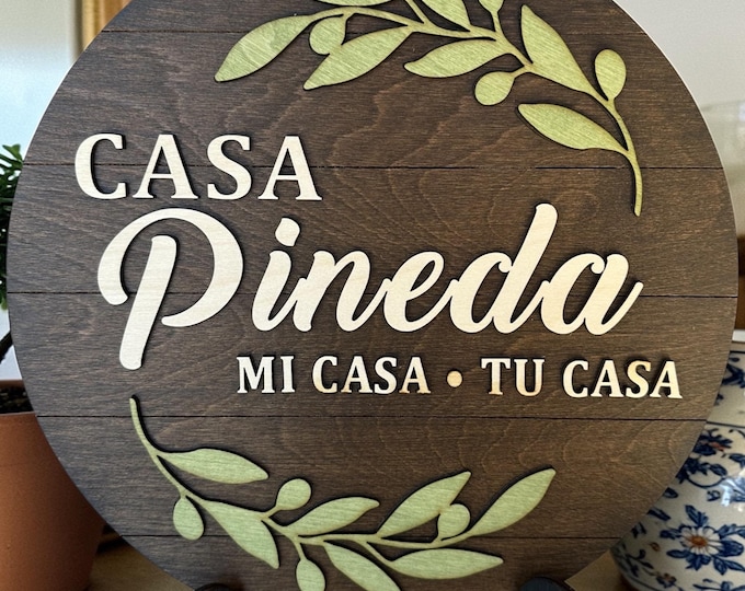 Personalized Wooden Family Name Sign | Olive Branch Home Decor | Welcome Sign