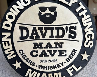 Custom Handmade Man Cave Sign | Unique Game Room Decor | Real Wood, Multiple Colors & Sizes