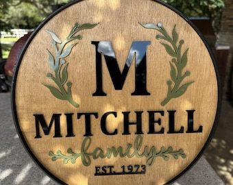 Personalized Family Name Sign, Acrylic & Birch Wood, Custom Home Decor