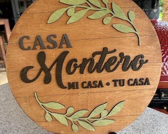 Personalized Wooden Family Name Sign | Olive Branch Home Decor | Welcome Sign