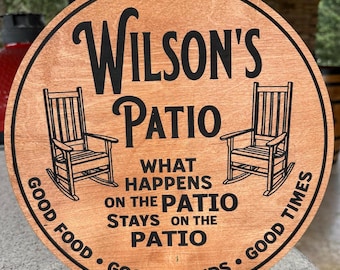 Personalized Patio Sign, Custom Birch Wood Deck Decor