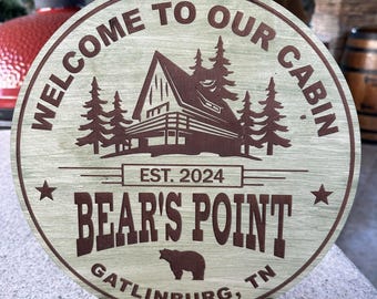 Custom Birch Wood Cabin Sign, Personalized Decor