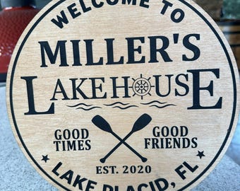 Personalized Birch Wood Lake House Sign, Boat House Decor