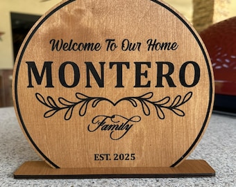 Personalized Family Name Welcome Sign - Handmade Self-Standing Home Decor Options