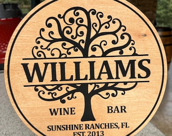 Personalized Family Tree Wood Sign, Custom Last Name, Housewarming Gift