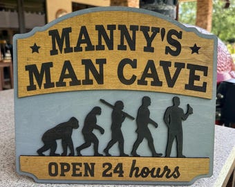 Custom Man Cave Decor Sign - 100% Personalized, Choose Color & Text, Multiple Sizes