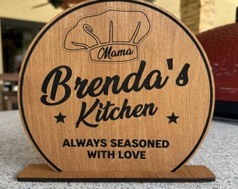 Personalized handmade Mama's Kitchen Sign, Crafted real wood sign, unique kitchen sign