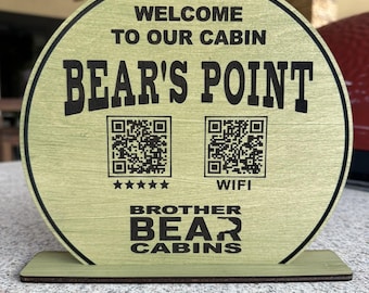 Custom Birch Wood QR Code Sign, Welcome & Wifi Sign