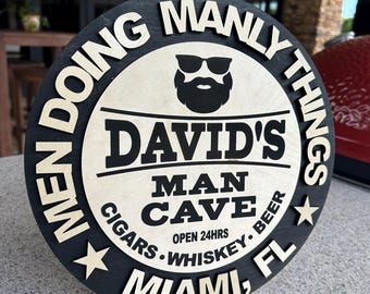 Custom Handmade Man Cave Sign | Unique Game Room Decor | Real Wood, Multiple Colors & Sizes