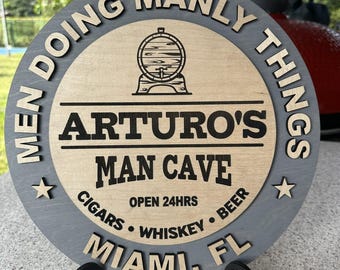 Personalized Game Room Sign, Custom Man Cave Decor, Real Wood Engraved Sign, Sign for Man Cave
