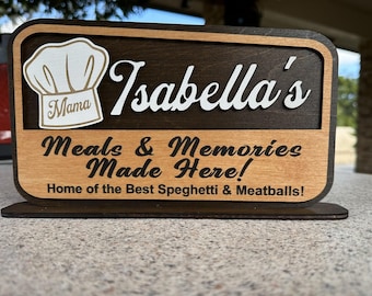 Handmade and Personalized Wood Kitchen Sign | Self-Standing Home Decor sign