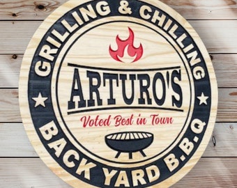 Personalized BBQ Wooden Sign || Wood BBQ Sign, Outdoor Grill Decor, BBQ Signs, Custom bbq Sign, bbq Decor, Wooden bbq Sign