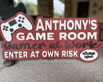 Personalized Gamer Room Wood Sign | Gamer Decor for Your Game Room | Gamer at Work Sign