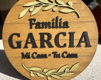 Handcrafted Spanish Welcome Sign | Mi Casa - Tu Casa | Custom Size & Stain Options
