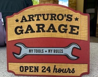 Personalized Dad's Garage Sign | Handcrafted and Made to Order | Your Color & Size Options
