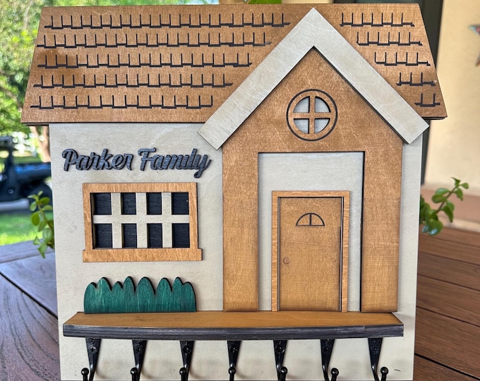 Unique Handmade Key Rack & Welcome Sign - Personalized, 2 Sizes, Color Options Available