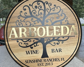 Personalized Birch Wood Tree Monogram Sign, Custom Family Name, Housewarming Gift