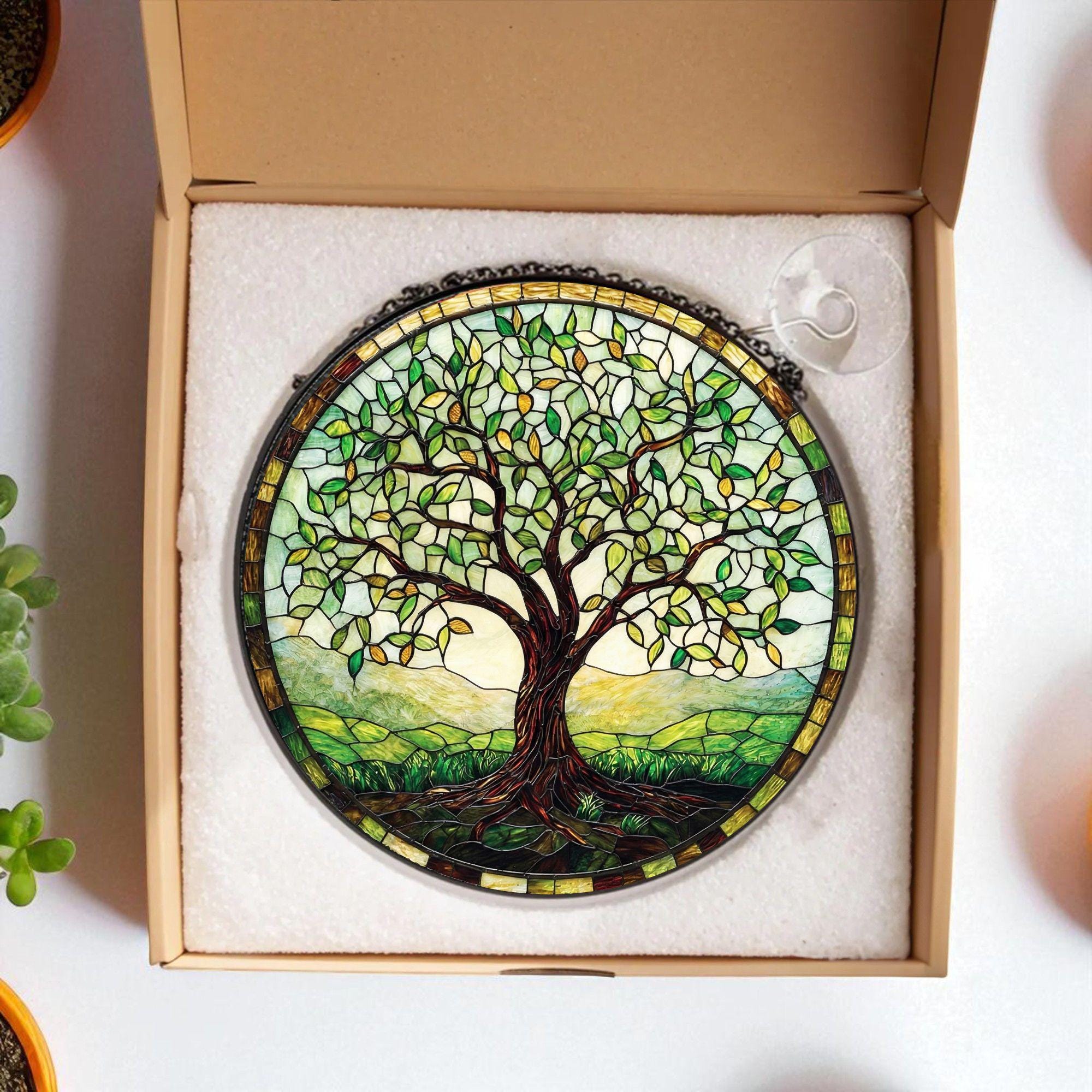 Handmade Tree of Life Stained Glass Window Hanging, Nature Decor ...