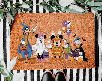 Mickey and Friends Halloween Doormat, Disney Welcome Mat, Halloween Ghost Front Porch Decor, Fall Decor, Housewarming Gifts, Disney Lover